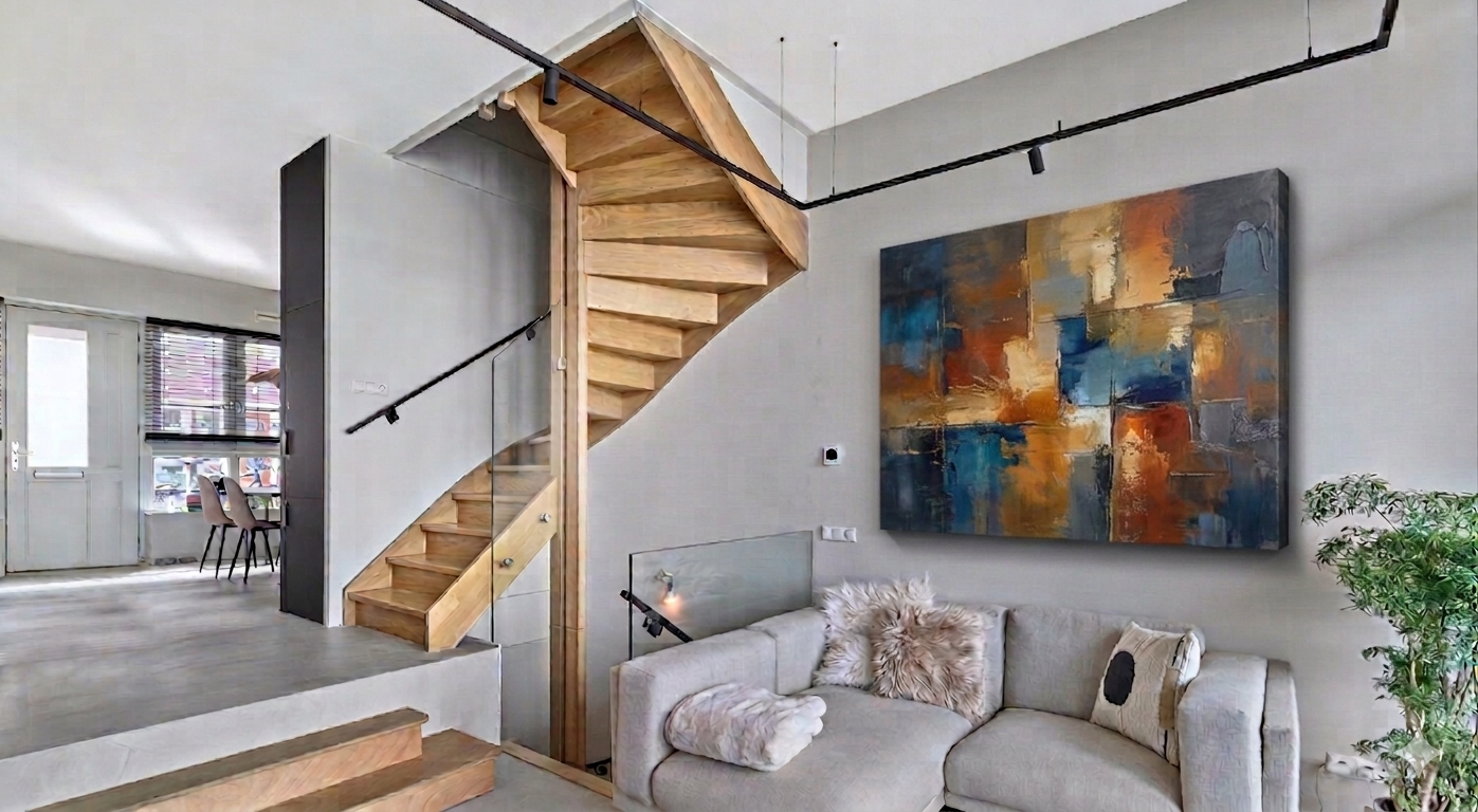 Large format canvas print on wall