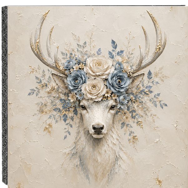 Ethereal Stag foam tile &mdash; soft ivory stag art on a lightweight adhesive tile