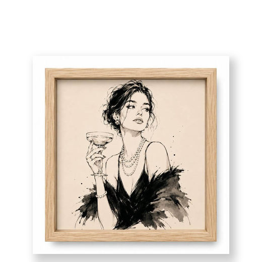 Frame tile — art print in a natural oak timber frame